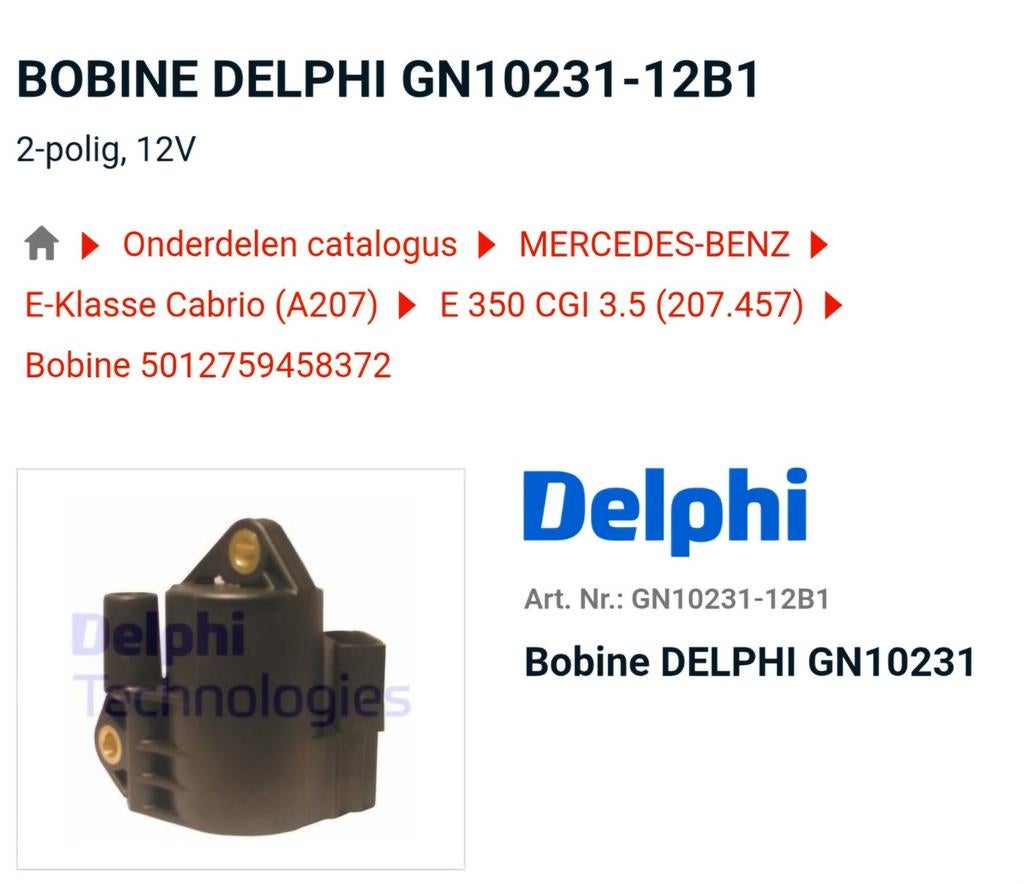GEZOCHT: Mercedes bobine !!!, Ophalen of Verzenden