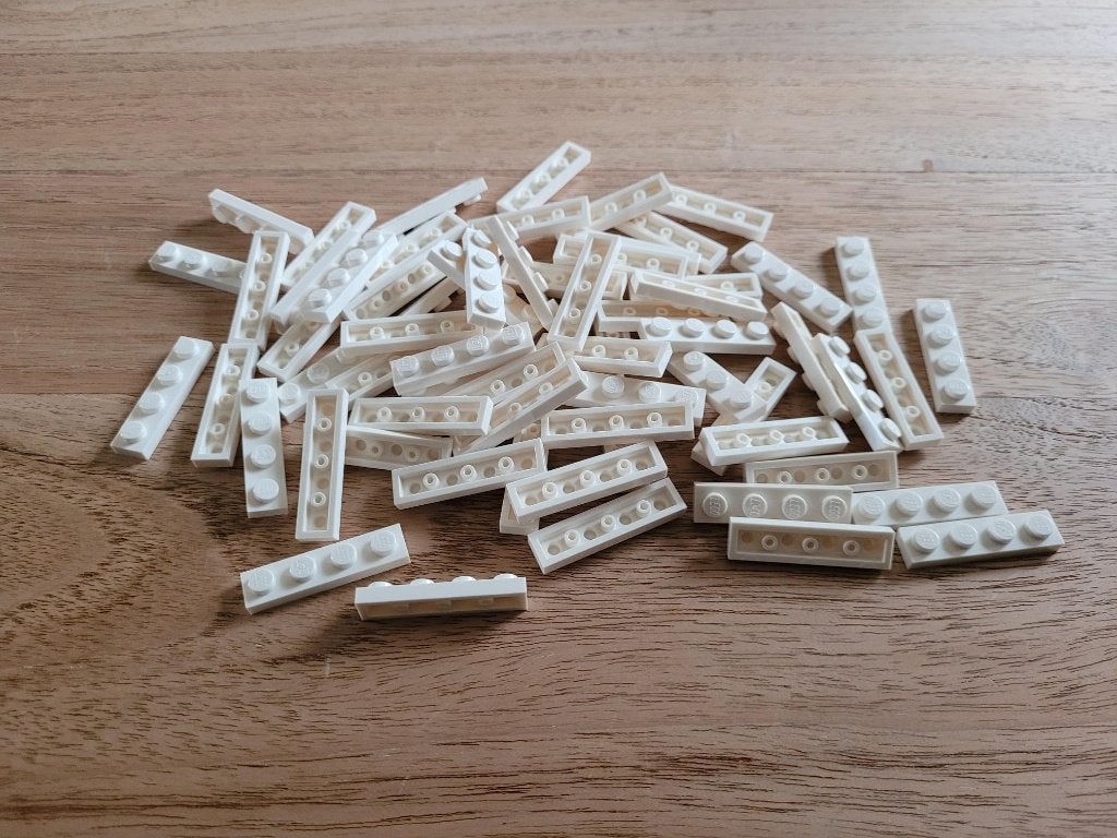 Partij J750 = 100x Witte Lego plaatjes 1x4, Lego, Lego, Lego, Nieuw