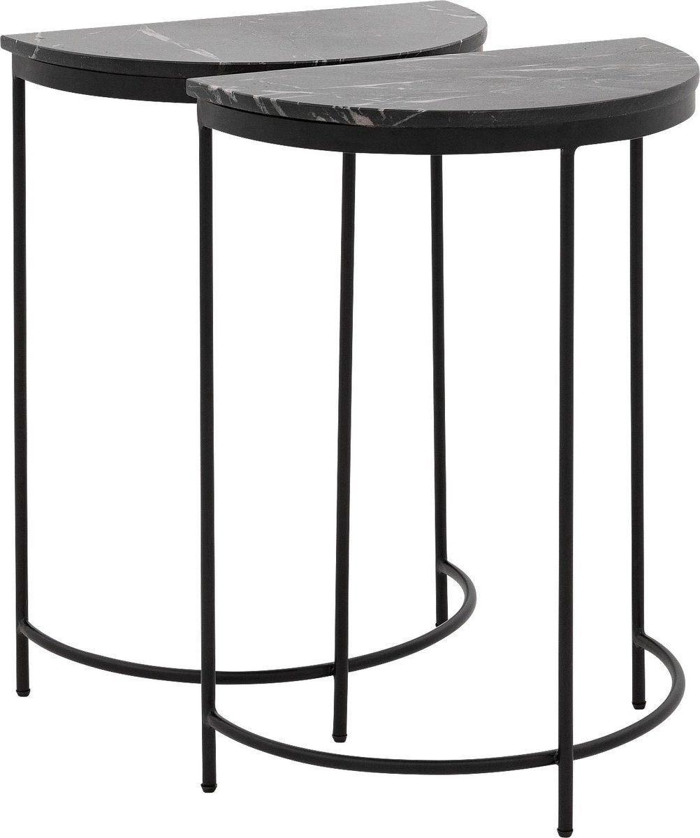 Goossens Stone Marmer 2 Nachtkastjes 27x46cm, 45 tot 60 cm, Minder dan 55 cm, Metaal of Aluminium, Nieuw
