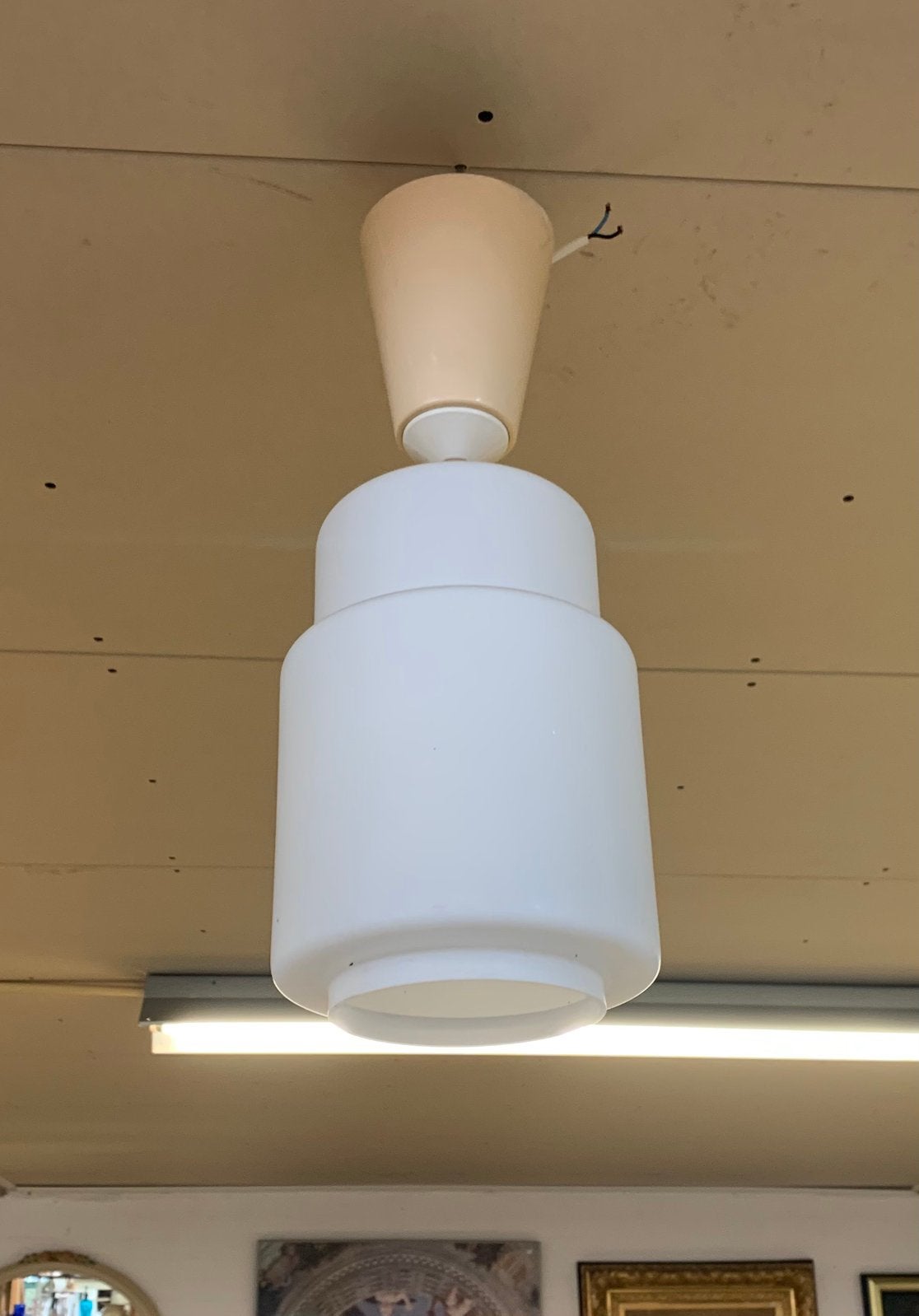 Lamp vintage Scandinavische cilinder glazen hanglamp jaren, Ophalen of Verzenden