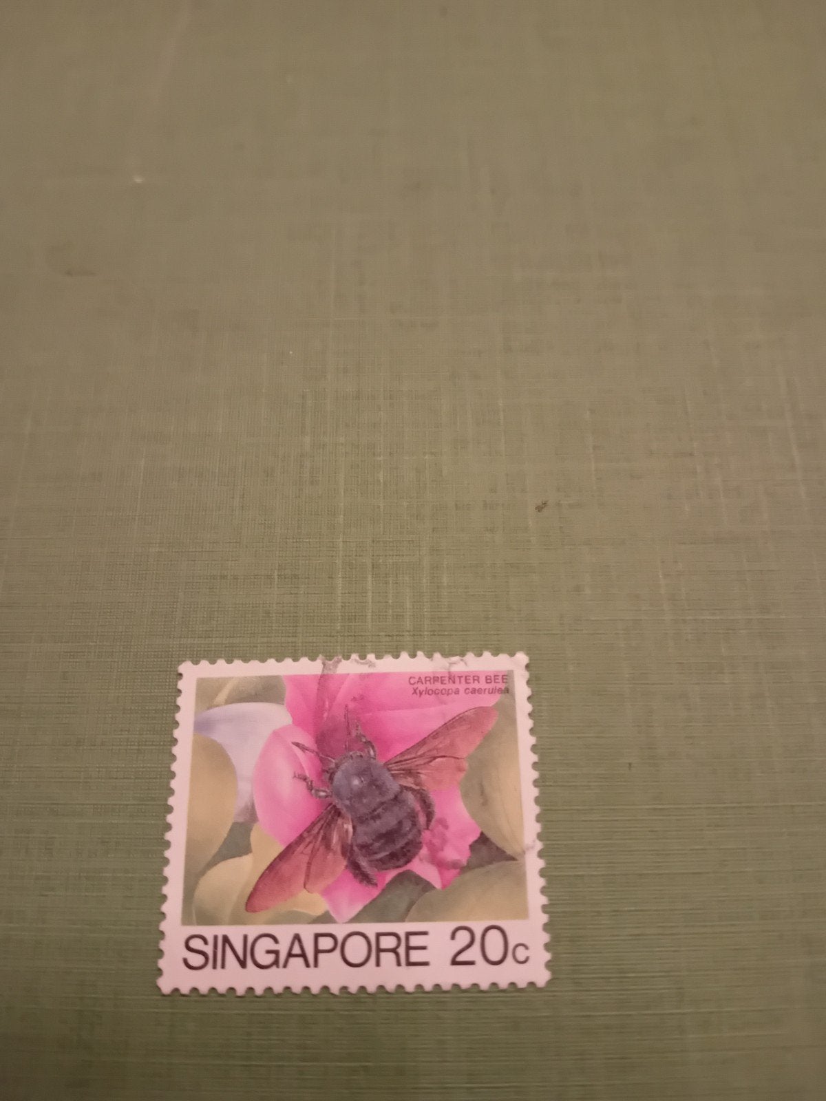 Singapore 20c postzegel met timmermansbij, Ophalen of Verzenden, Gestempeld