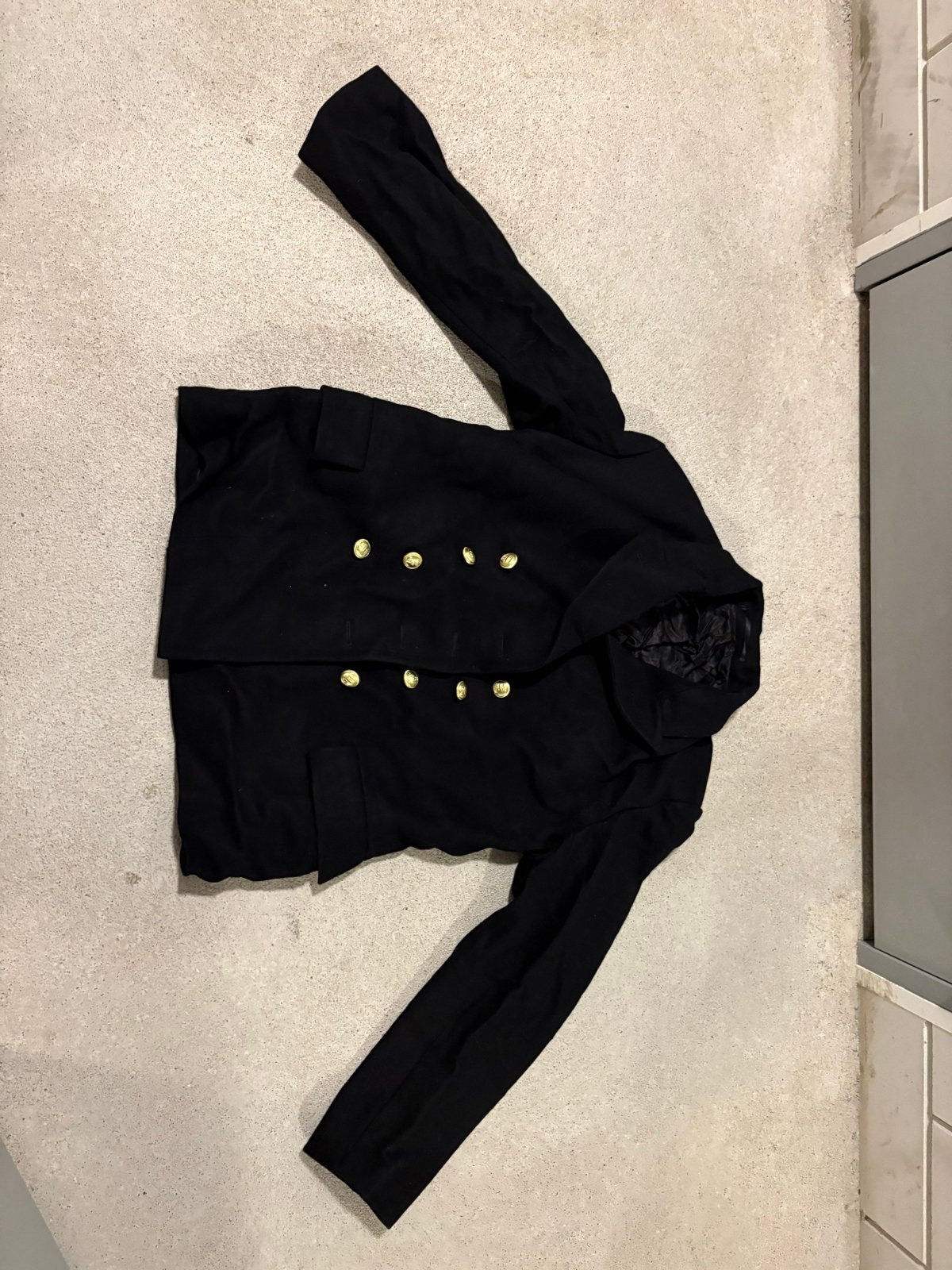 Wahlers '04 Zwarte Wollen Peacoat Maat 50, Ophalen, Gedragen, Maat 48/50 (M), Zwart