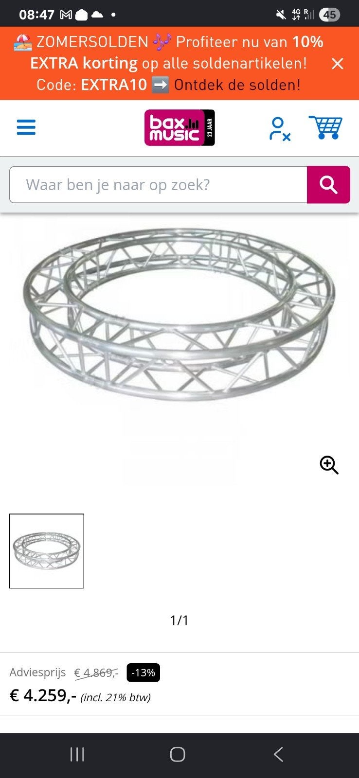 truss ring (24 meter), Ophalen