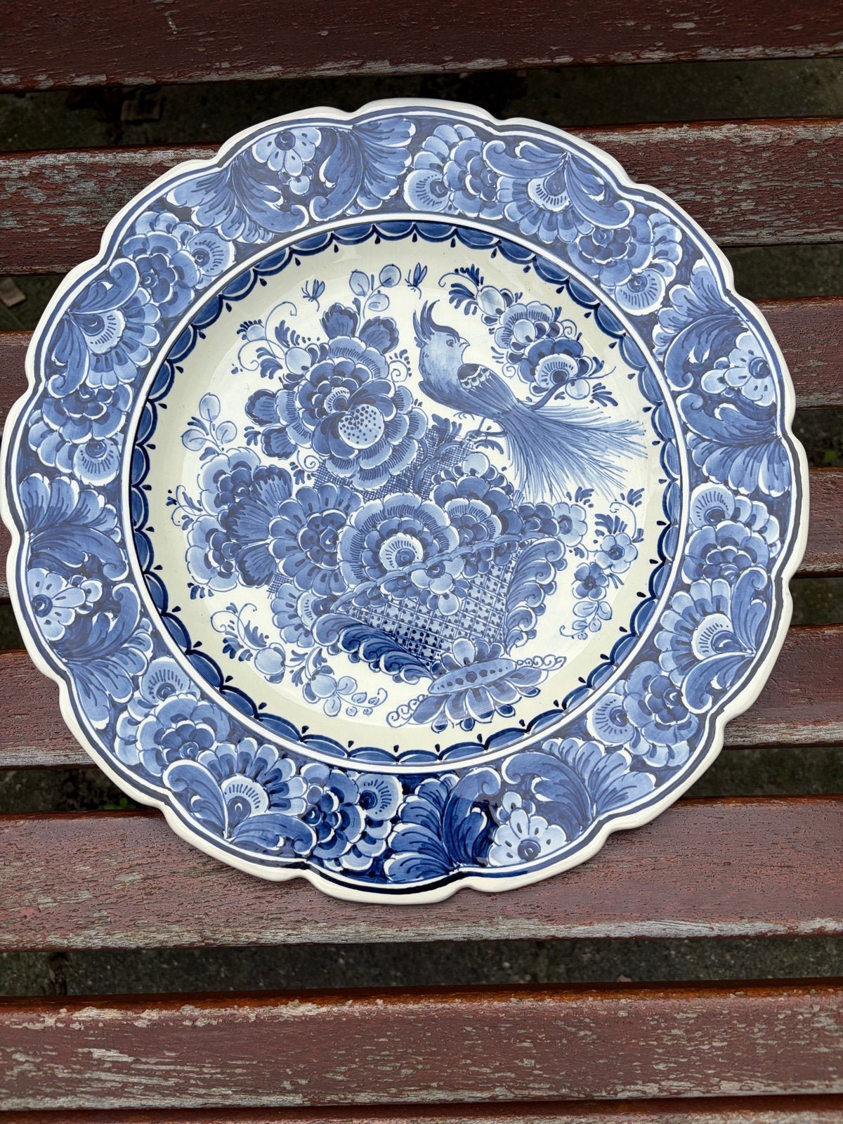 Delfts Blauw Wandbord - Handgeschilderd met Vogelmotief, Ophalen of Verzenden