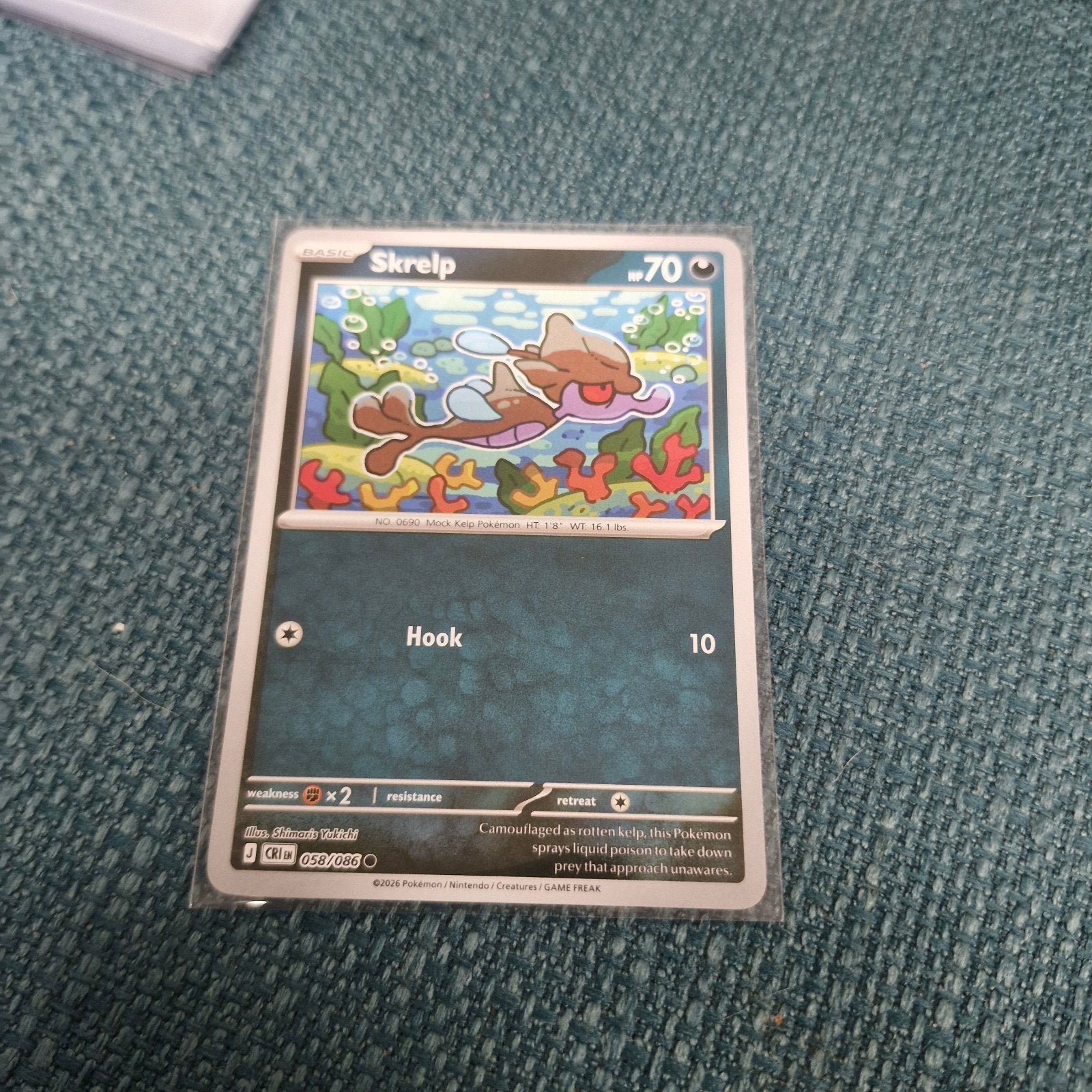 Pokémon Kaart Skrelp 058/086 - Zo goed als nieuw, Ophalen of Verzenden, Zo goed als nieuw, Losse kaart