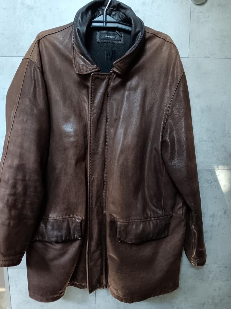 Leren donkerbruine heren jas Maat XXL, Kleding | Heren, Jassen | Winter, Bruin, Ophalen of Verzenden, Zo goed als nieuw, Overige maten