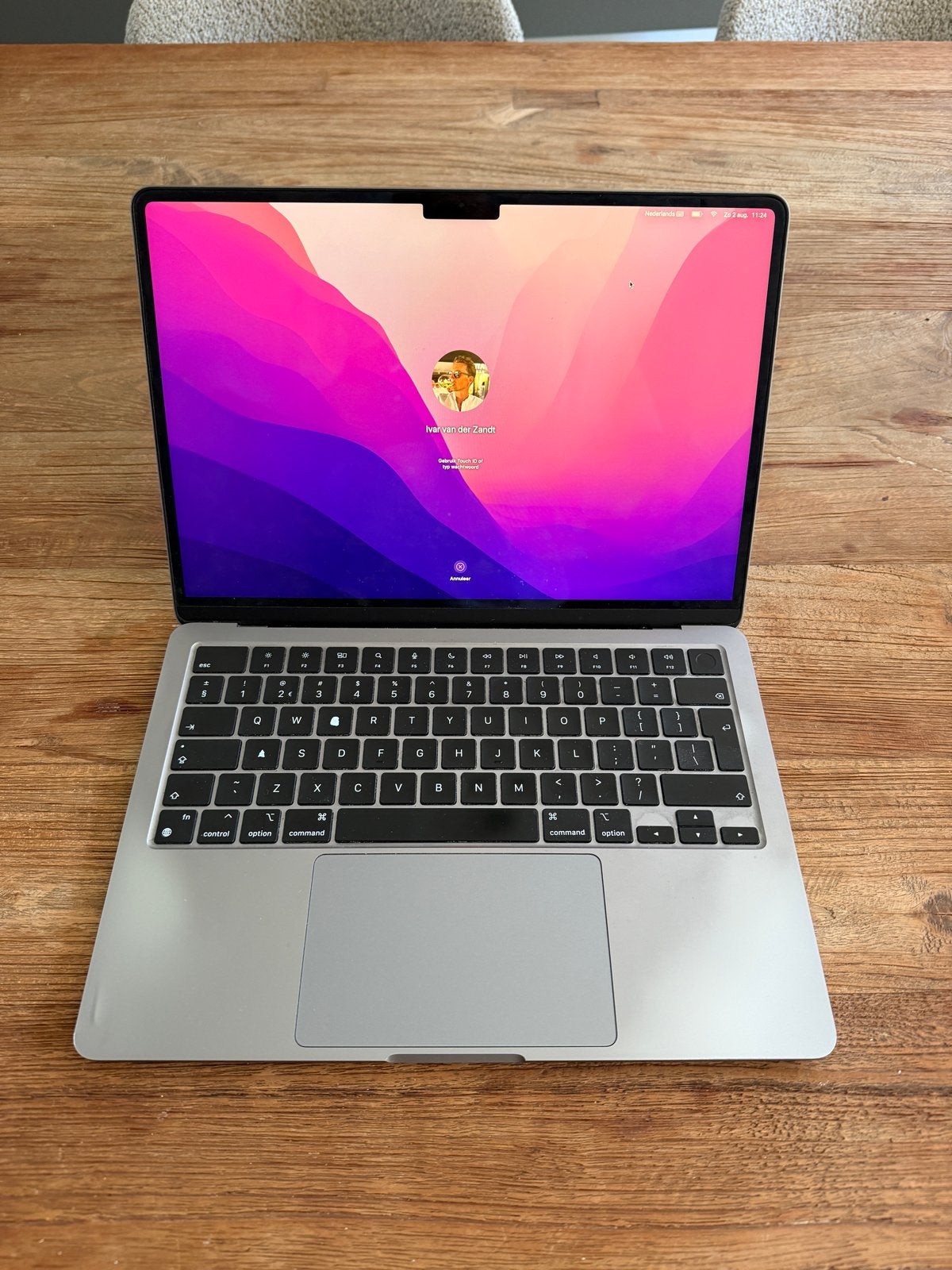 MacBook Air M2 (2022) - 8GB RAM, 256GB opslag, Computers en Software, Apple Macbooks, Ophalen, Gebruikt, 256 GB, Qwerty