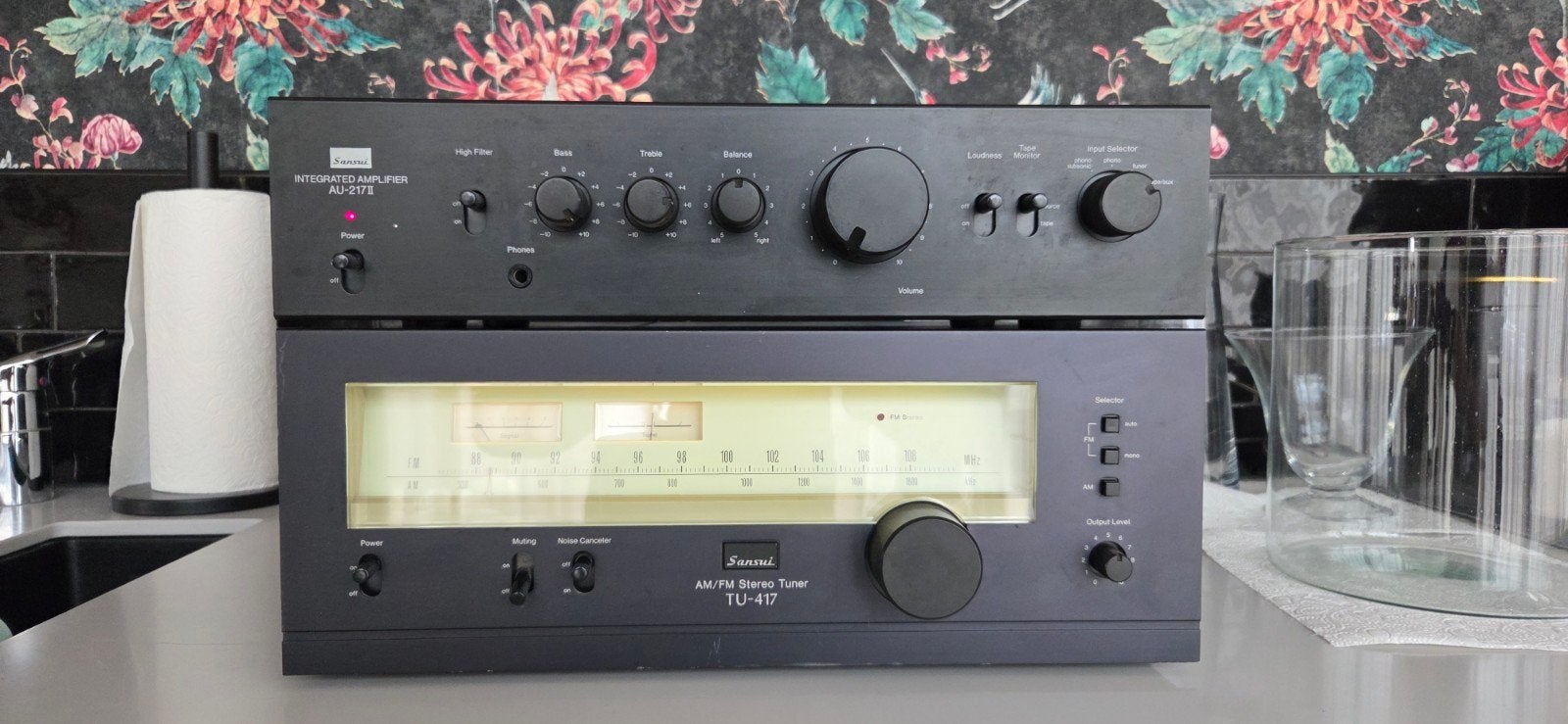 Sansui AU-217-2 Versterker & TU-417 Tuner Set, Overige merken, Gebruikt, Ophalen of Verzenden, 60 tot 120 watt