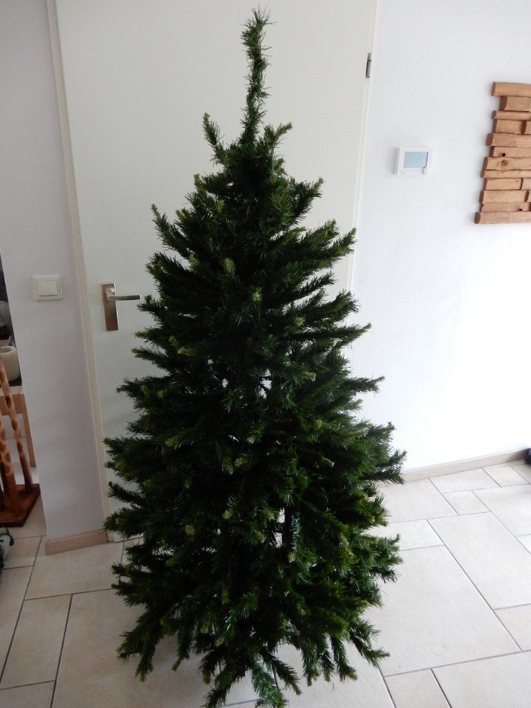 Kunst kerstboom met voet en in opslagdoos, Ophalen, Gebruikt