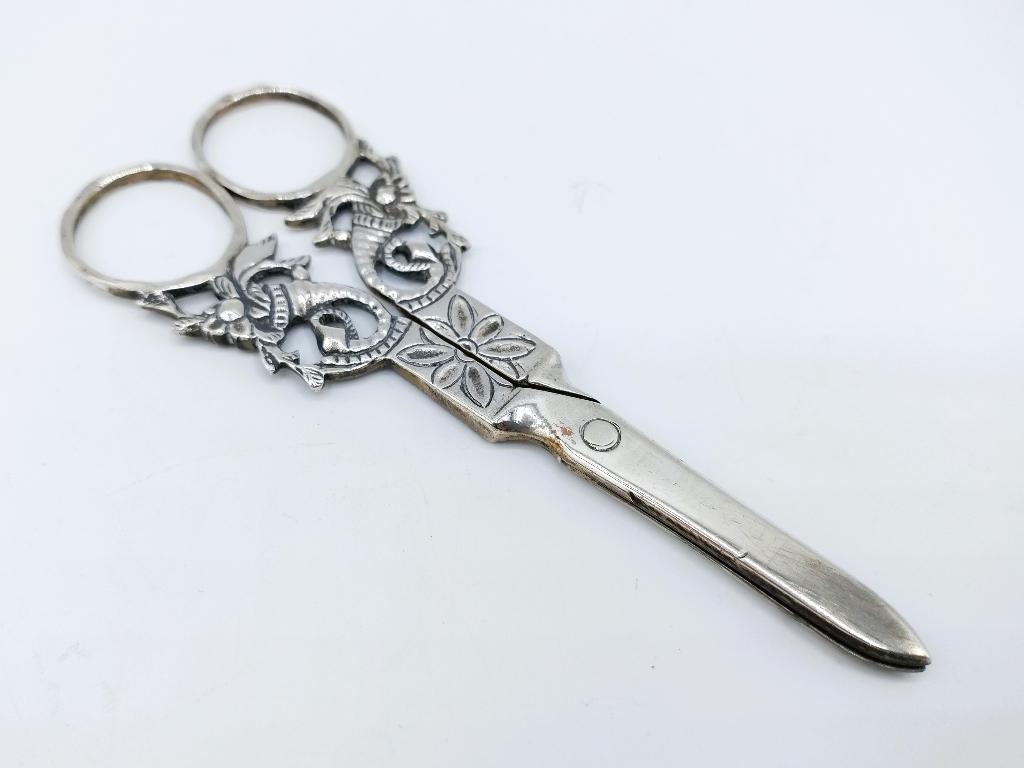 Zilveren schaar, D. en I. Vos en A. Schoorl, Haarlem., Antiek en Kunst, Verzenden, Zilver