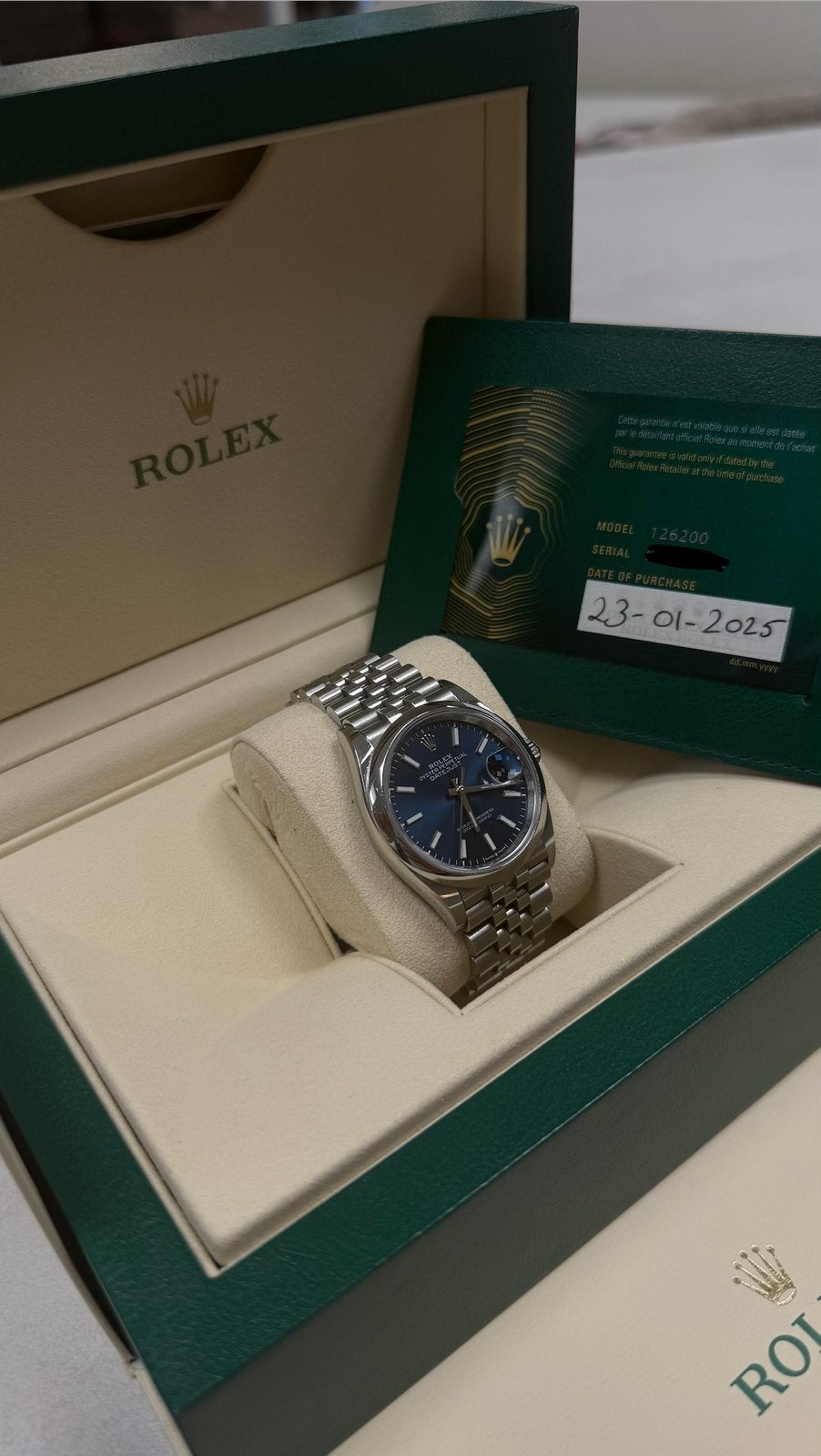 Rolex Datejust 36 | 126200 | Blue Dial | Jubilee | Full Set, Sieraden, Tassen en Uiterlijk, Rolex, Rolex, Ophalen of Verzenden