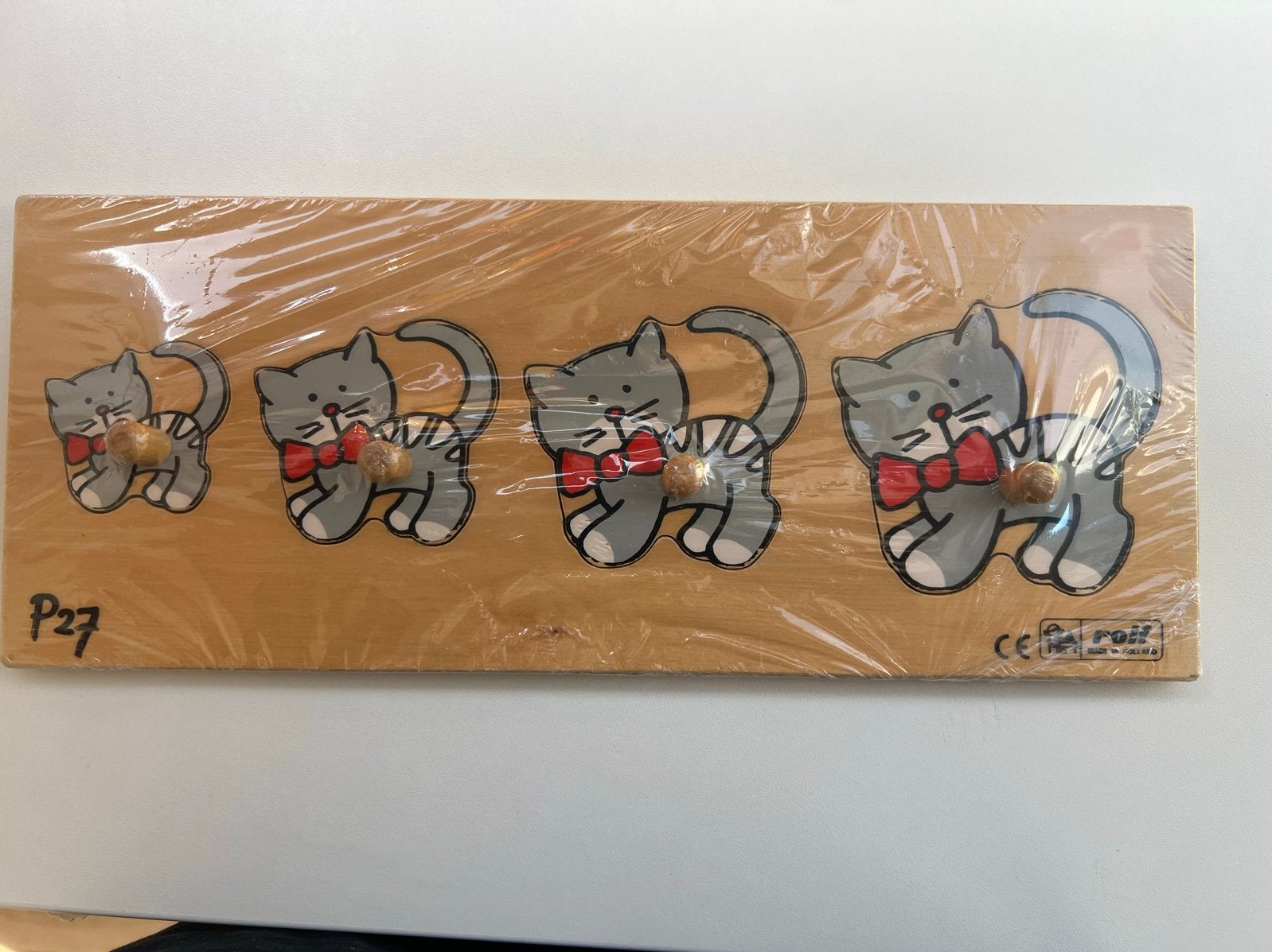 Houten kattenpuzzel voor baby's en peuters, Ophalen of Verzenden, Gebruikt, Overige typen