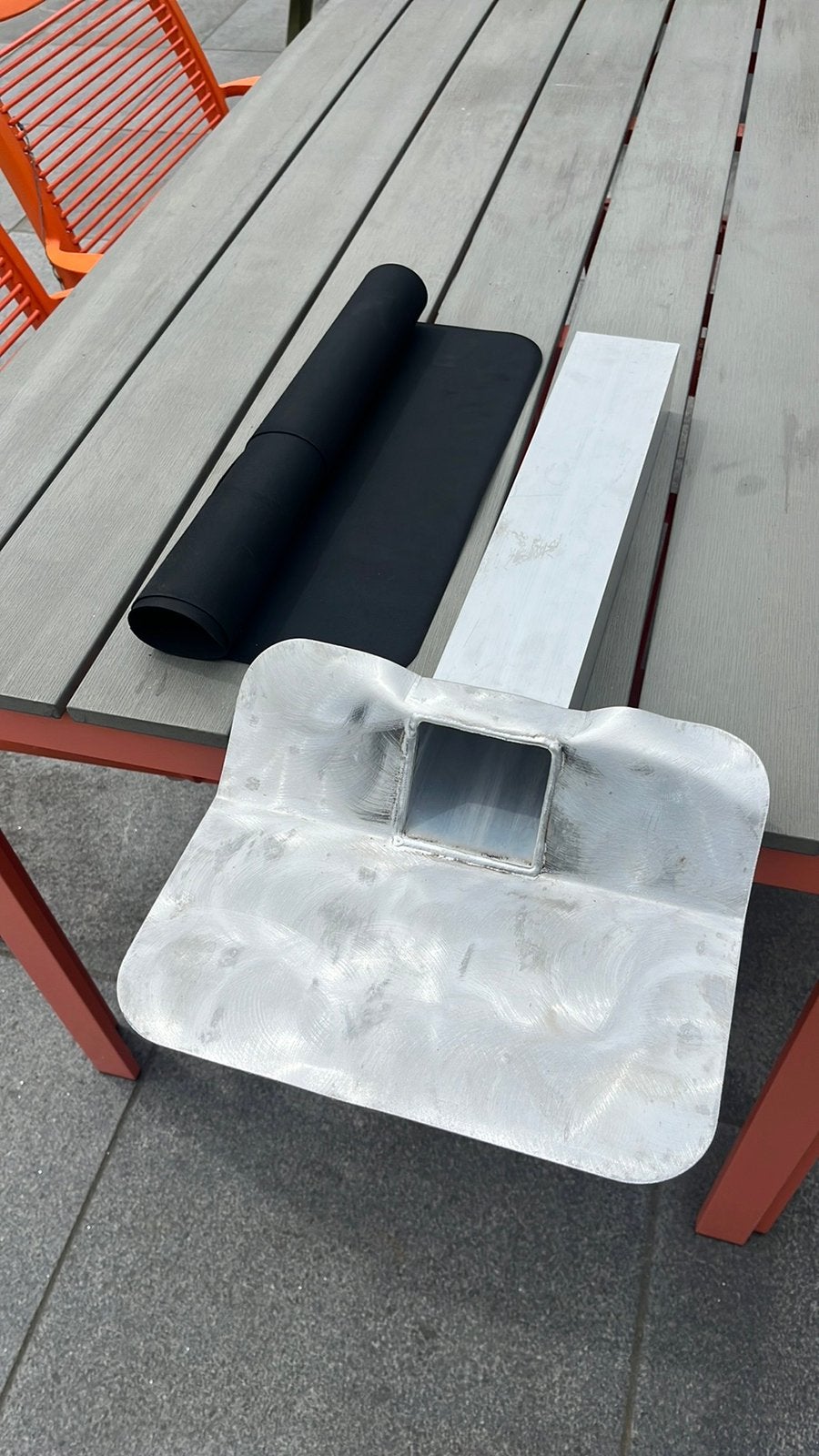 Uitloop kiezelbak aluminium NIEUW 60x80 mm.  45 cm lang., Ophalen, Zwart, Nieuw, Minder dan 5 m²