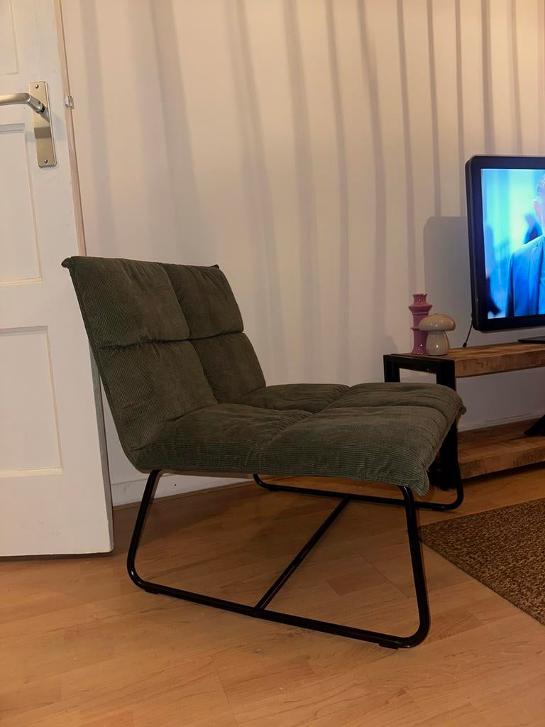 Groene ribfluwelen stoel van Xenos, Ophalen, Gebruikt, Overige kleuren, Eén