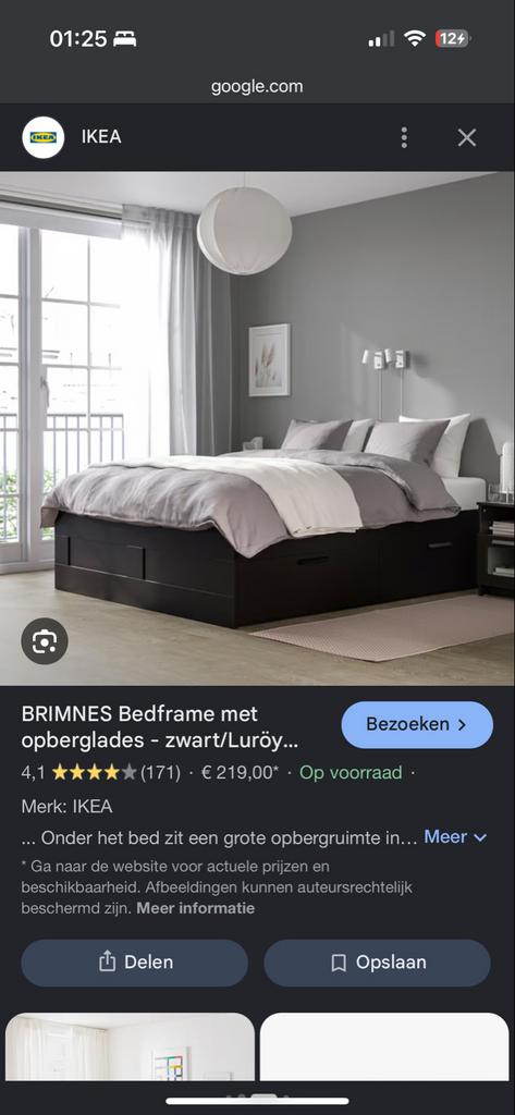 IKEA BRIMNES Bedframe zwart met lades, Ophalen, Zo goed als nieuw