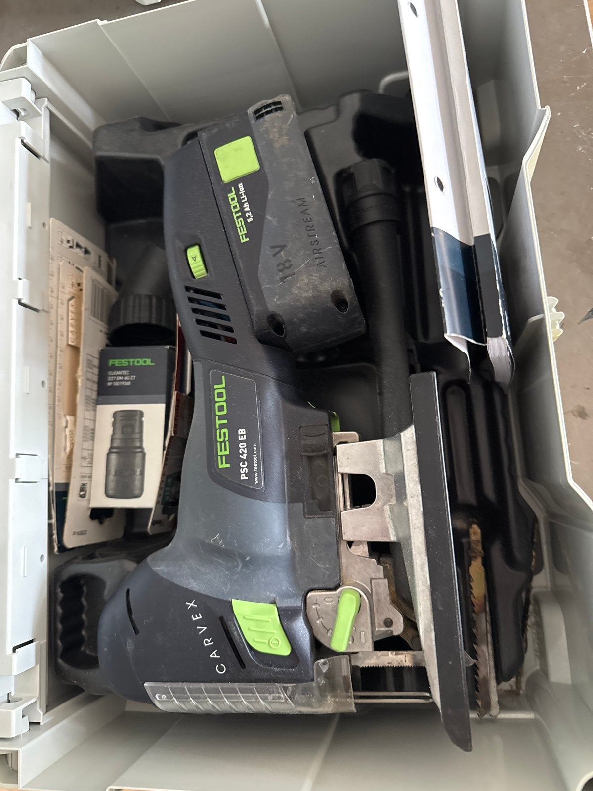 Festool Accu Decoupeerzaag PSC 420 Li Basic + Tools ZH SYS, Decoupeerzaag, Ophalen of Verzenden, Zo goed als nieuw, 30 tot 70 mm