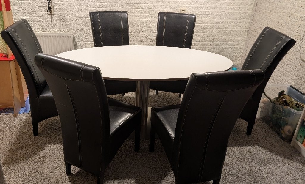 Rob Brandt design Superellips tafel met stoelen, Huis en Inrichting, Tafels | Eettafels, 200 cm of meer, 50 tot 100 cm, Zo goed als nieuw
