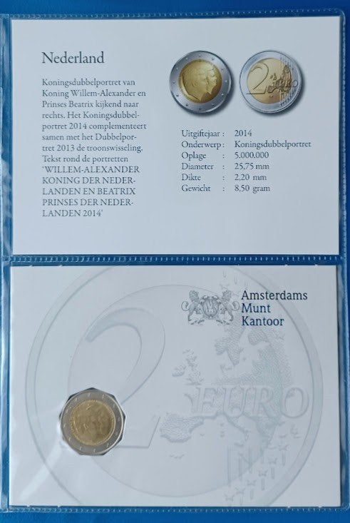 Nederland 2 Euro "Koningsdubbelportret"- 2014 (AMK), Verzenden, Koningin Beatrix, Euro's, Setje