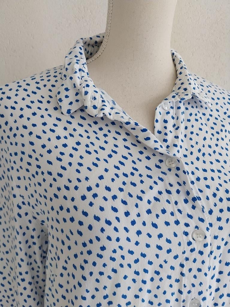 Witte blouse jurk met blauwe stippen Didi maat L/XL, Kleding | Dames, Blouses en Tunieken, Wit, Maat 42/44 (L), Didi, Ophalen of Verzenden