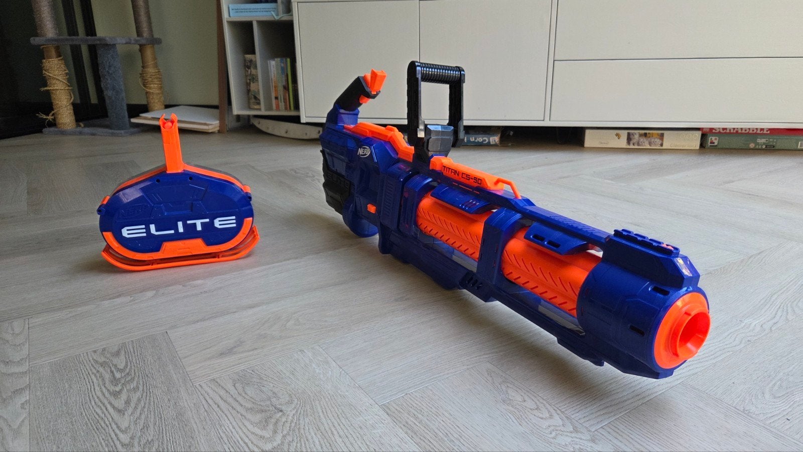 Nerf Elite Titan CS-50 Blaster met drummagazijn, Ophalen, Zo goed als nieuw, Jongen of Meisje