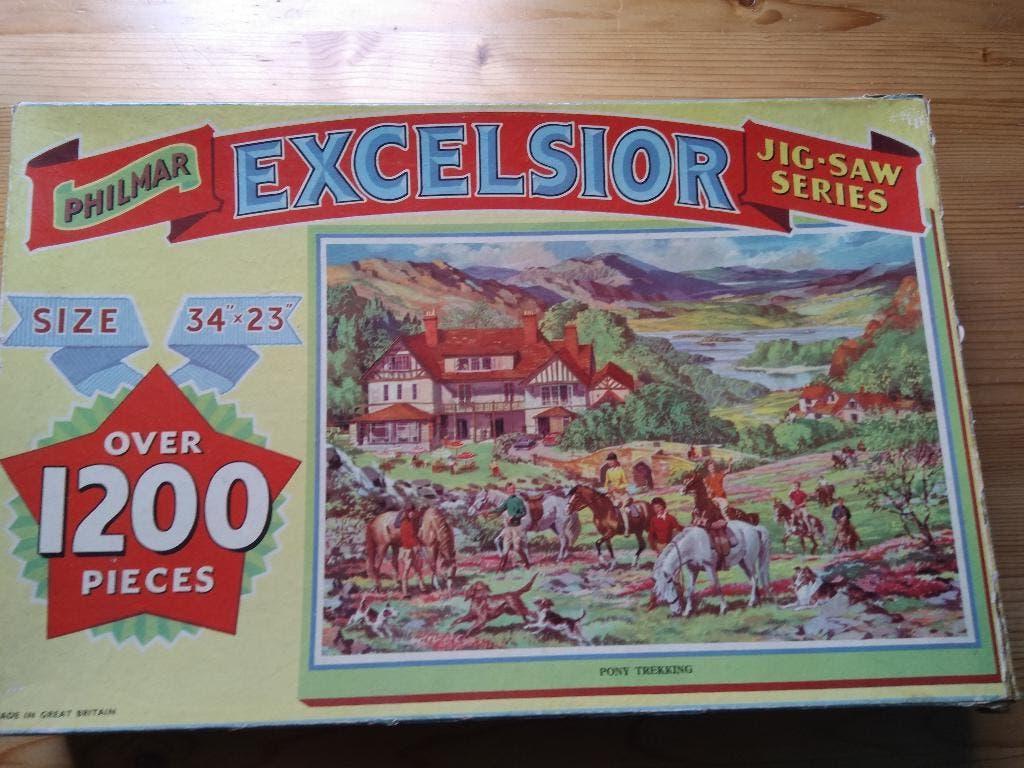 vintage puzzel Philmar Pony tracking, Ophalen of Verzenden, 500 t/m 1500 stukjes, Gebruikt