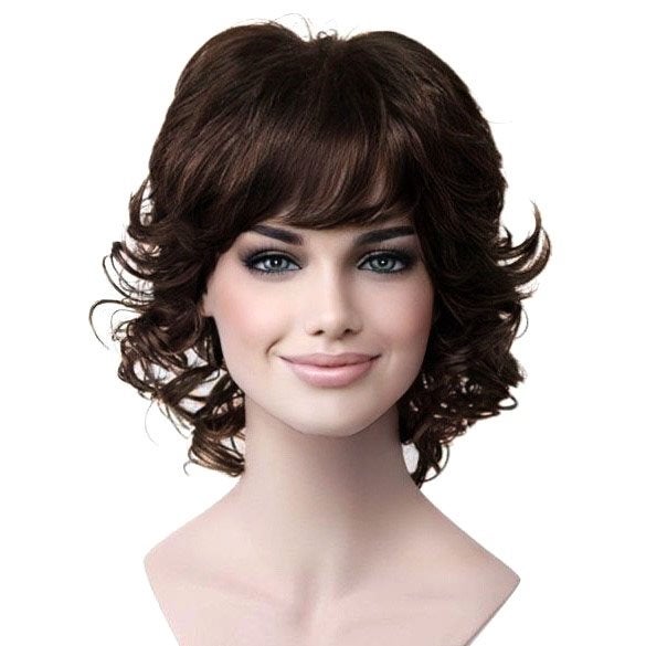 Moderne pruik kort krullend haar lichtbruin kleur 8, Verzenden, Nieuw, Pruik of Haarverlenging