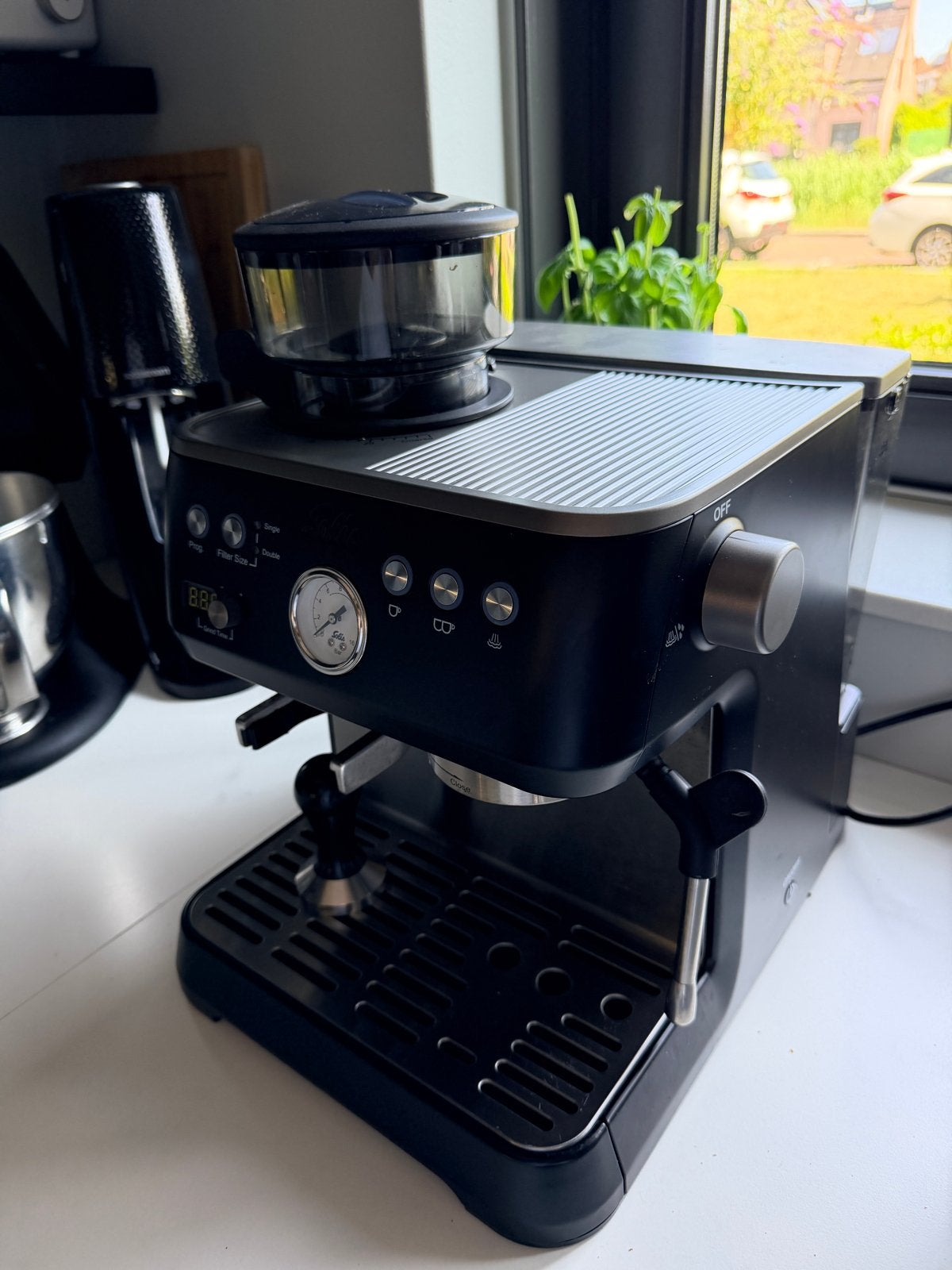 Solis Grind & Infuse Perfetta espresso (ophalen hoofddorp), Stoompijpje, Espresso apparaat, Zo goed als nieuw, 1 kopje