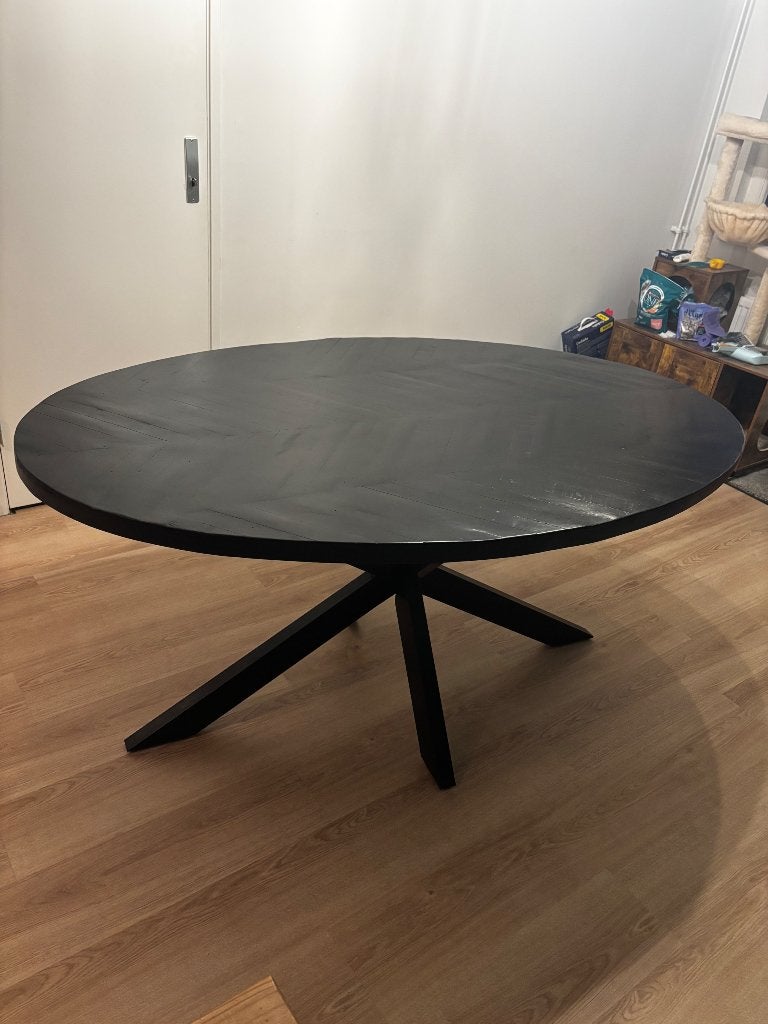 Zwarte Eettafel vissengraat, Huis en Inrichting, Tafels | Eettafels, Ophalen, Gebruikt, 50 tot 100 cm, 150 tot 200 cm