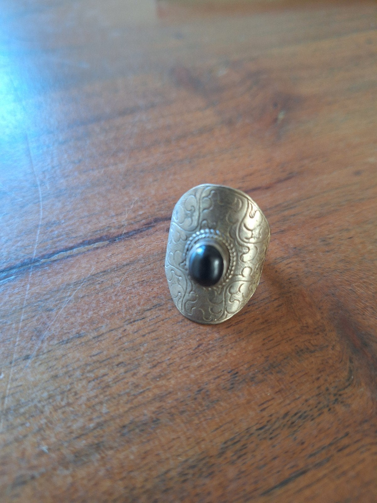 Oude Indiase 925 Zilveren Ring met Zwarte Onyx Steen, Ophalen of Verzenden