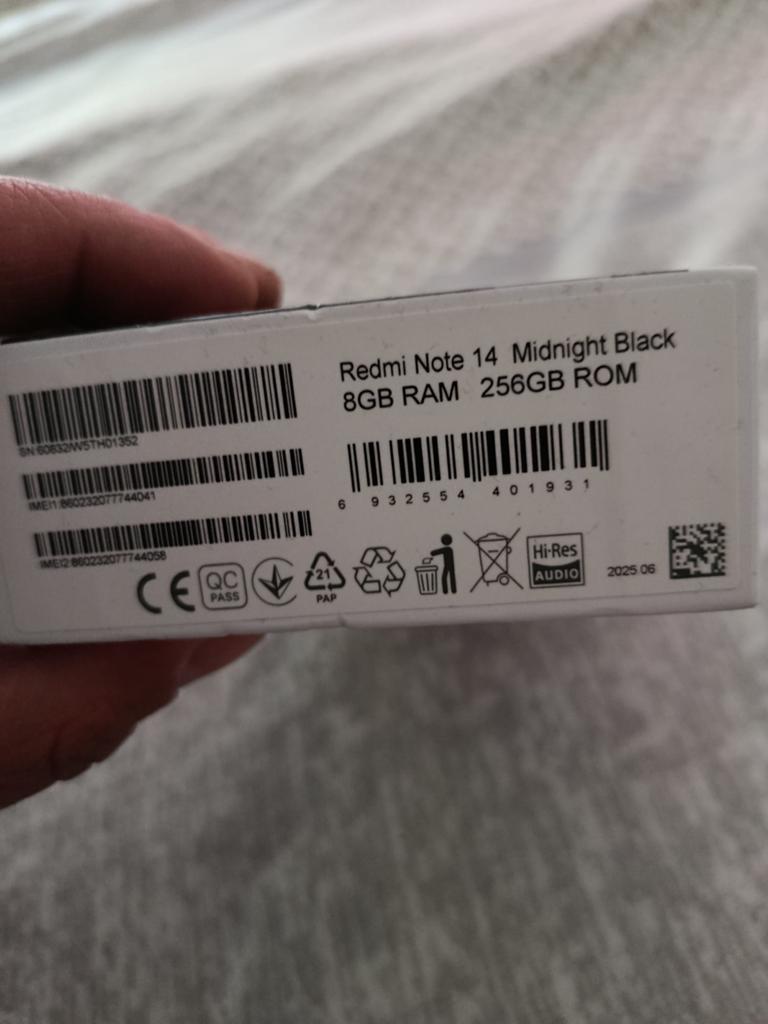Redmi Note 14 Midnight Black 8GB RAM 256GB ROM Nieuw, Ophalen, Zo goed als nieuw