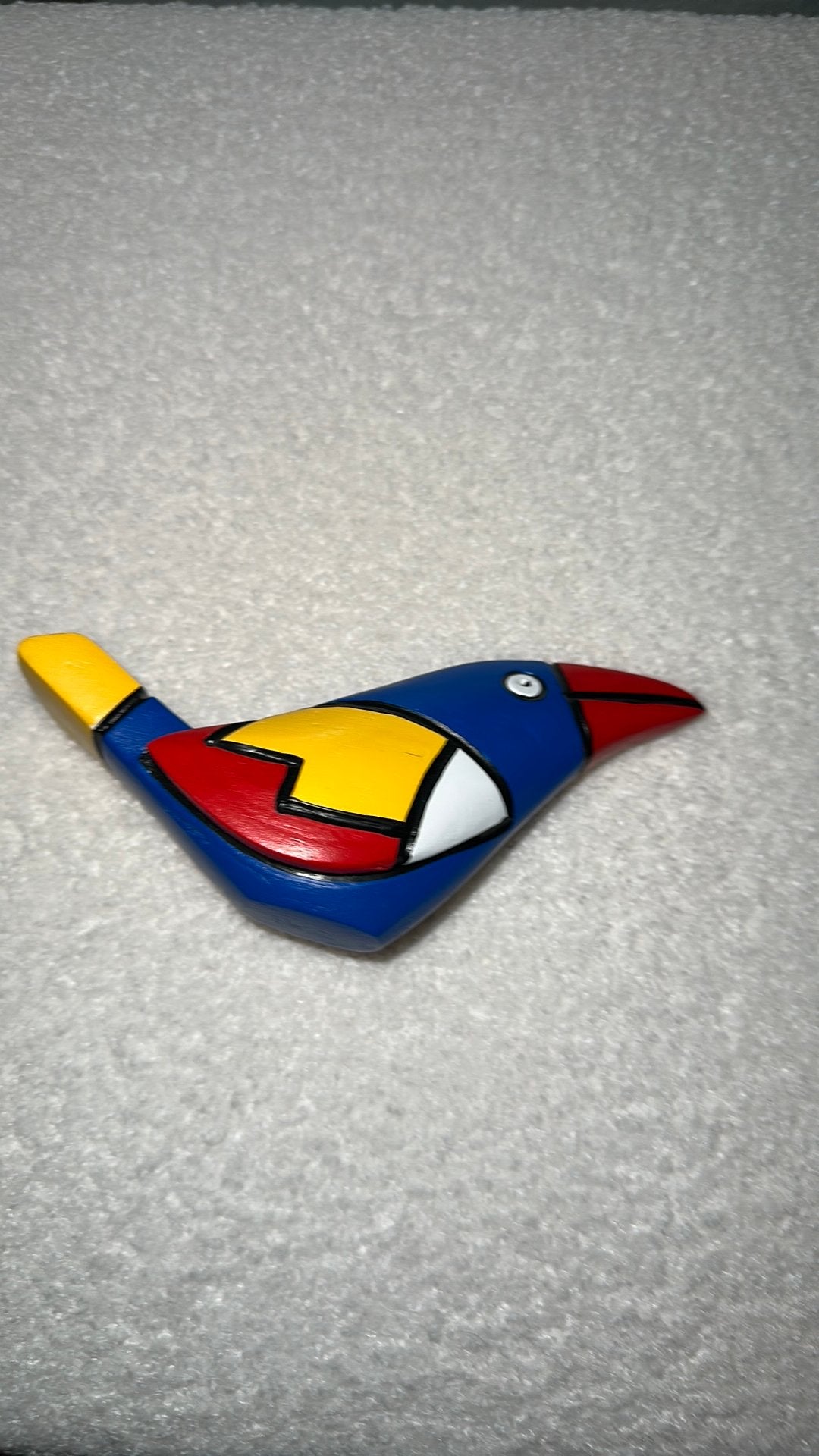 Uniek kunstwerk: kleurrijke vogel sculptuur, Antiek en Kunst, Minder dan 20 cm, Ophalen of Verzenden, Handgemaakt, Beeld