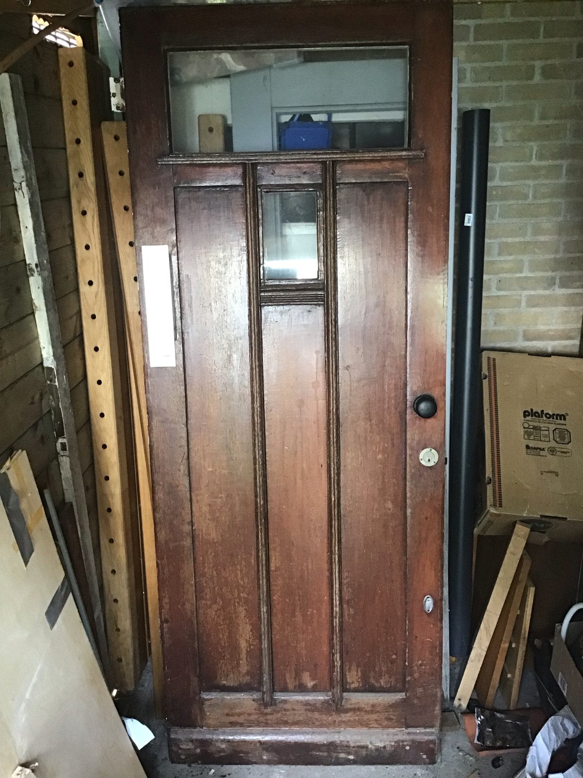 Eikenhouten voordeur 87 x 222,5 x 4 cm, Doe-het-zelf en Verbouw, Deuren en Horren, Ophalen, Gebruikt, 80 tot 100 cm, 215 cm of meer