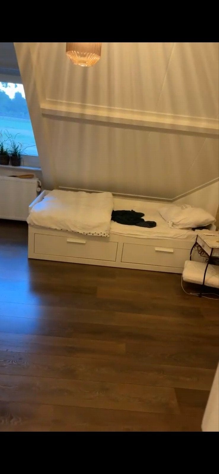 IKEA BRIMNES bedbank 80x200 uitschuifbaar 2 lades + matras, Ophalen, Gebruikt, Eenpersoons, Wit