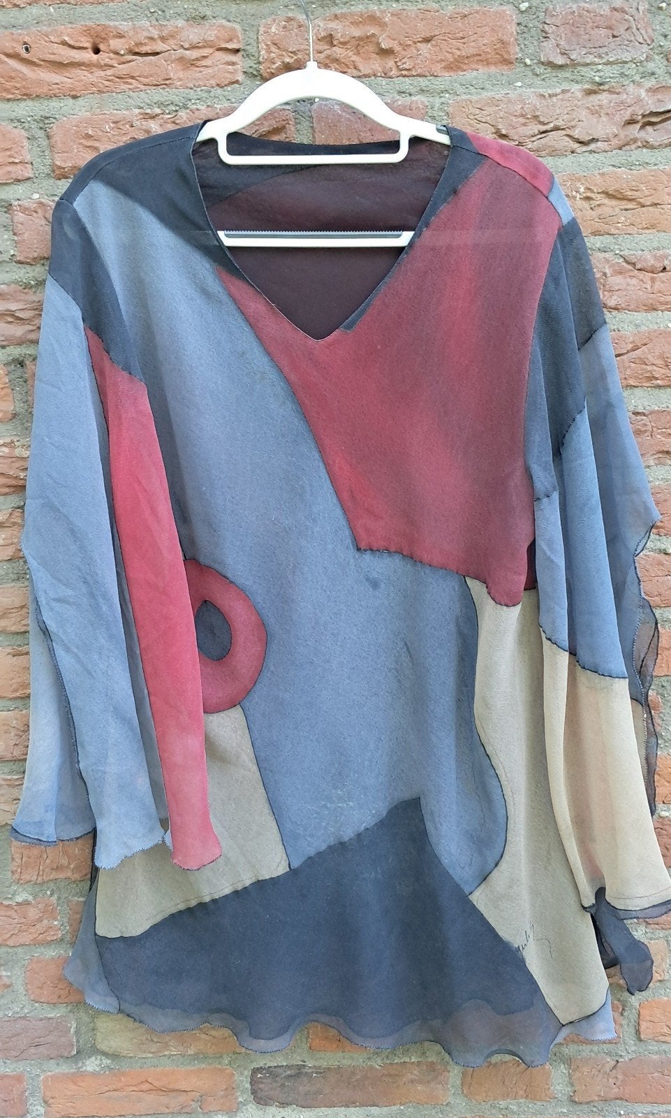 Yoland Collection Handgeschilderde Georgette Tuniek, Maat 38/40 (M), Meerkleurig, Yoland Collection, Ophalen of Verzenden