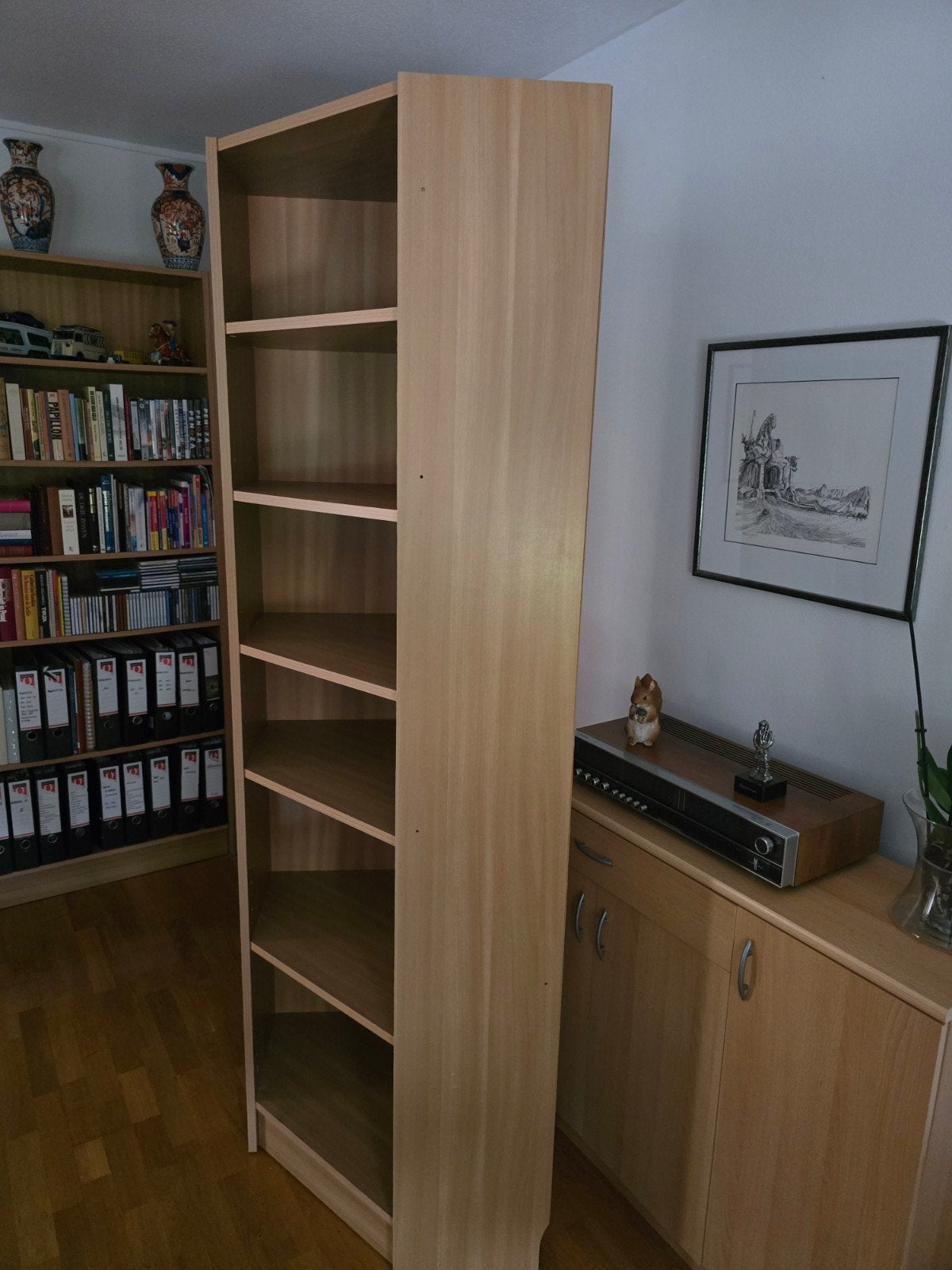 Houten boekenkast met verstelbare planken, Ophalen, Met plank(en), Gebruikt, 200 cm of meer