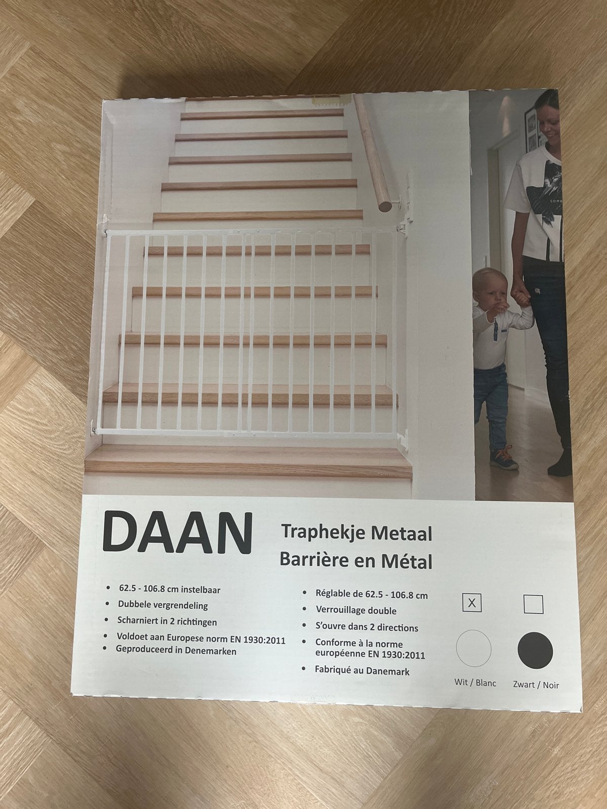 DAAN Traphekje Metaal - Wit/Zwart, 62.5-106.8 cm, Ophalen, Nieuw, 100 tot 115 cm, Klemhekje