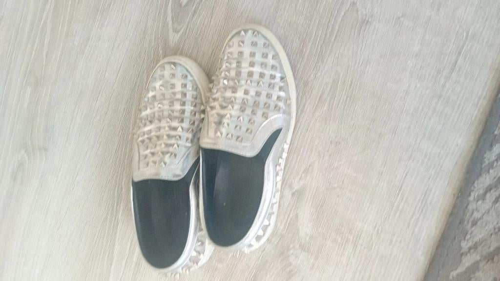 Zilverkleurige instappers met studs, Ophalen of Verzenden