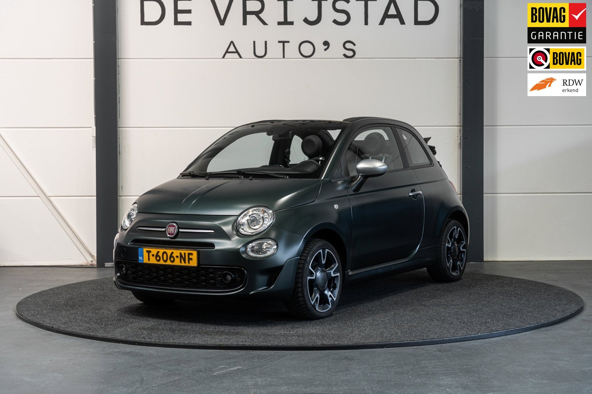 Fiat 500 C 1.2 Sport CABRIO mat groen VOL!, Gebruikt, 4 cilinders, 4 stoelen, Bedrijf