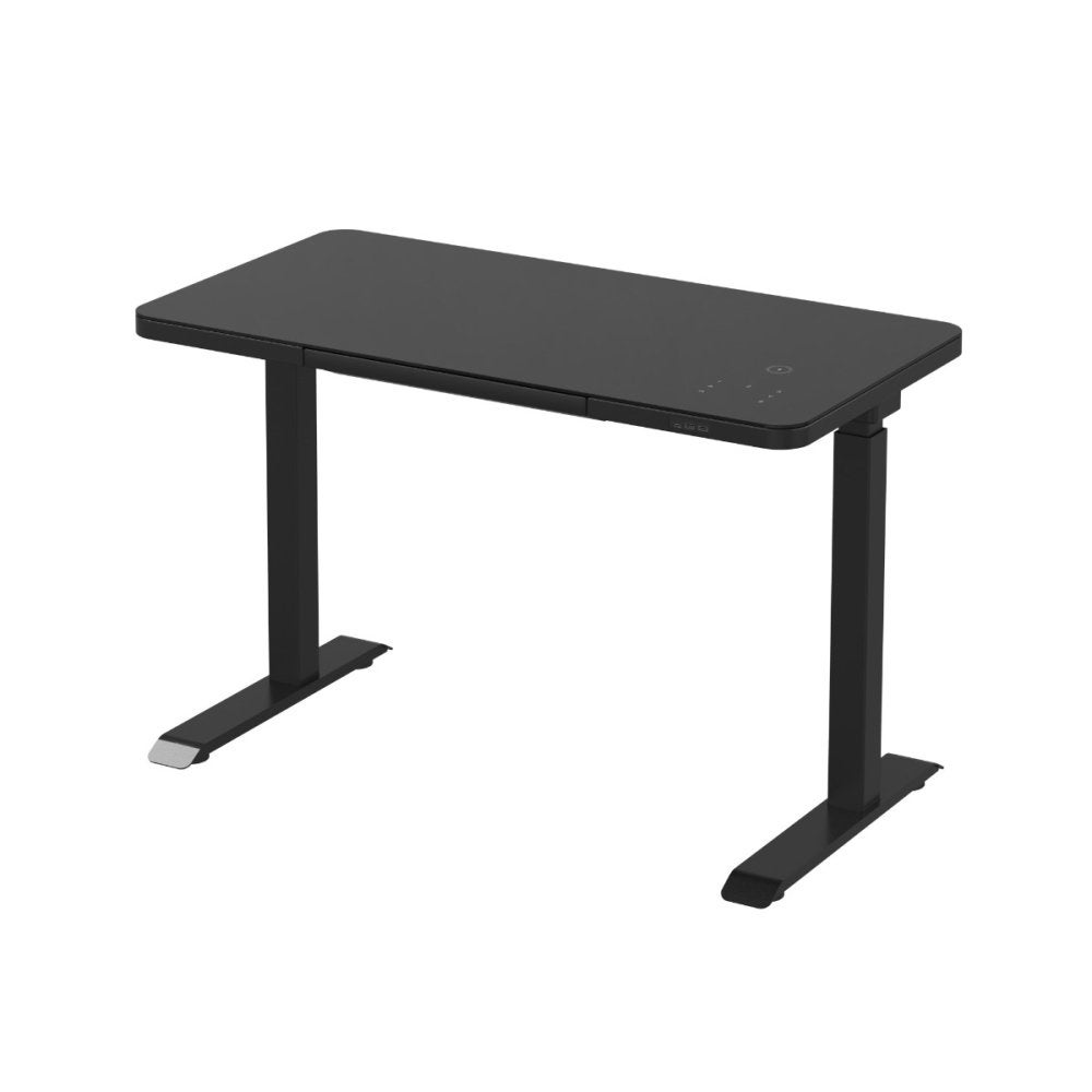 Thuiswerkplek, elektrisch, 114.5 x 58,8 cm, glas, zwart, wit, 115 cm, In hoogte verstelbaar, Nieuw, Ophalen of Verzenden