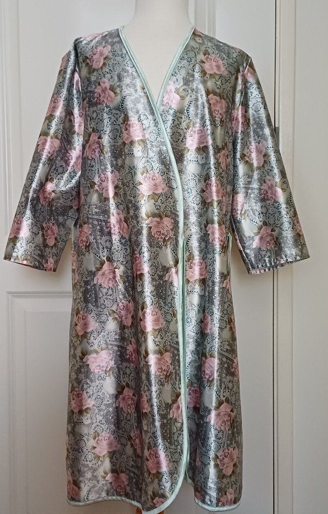 Ochtenjas Kimono Roze Groen 36 38  S C&A  ( Jool ), Kleding | Dames, Pyjama's, C&A, Verzenden, Zo goed als nieuw, Maat 36 (S)