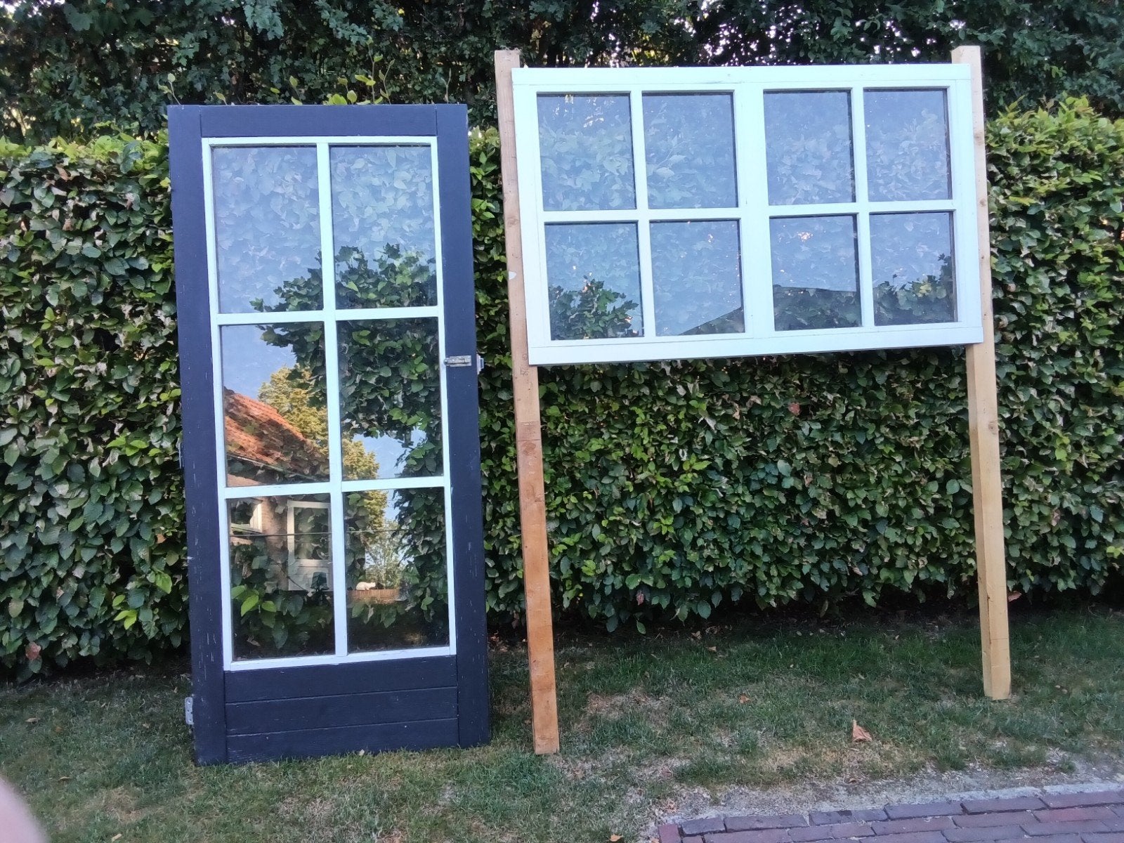 Deur / raam voor tuinhuis, Ophalen, Gebruikt, Hout, Minder dan 250 cm