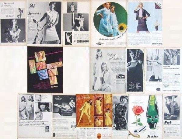 Advertenties reclames uit 1966 - Mode kleding, Verzamelen, Ophalen of Verzenden, Gebruikt, Overige typen