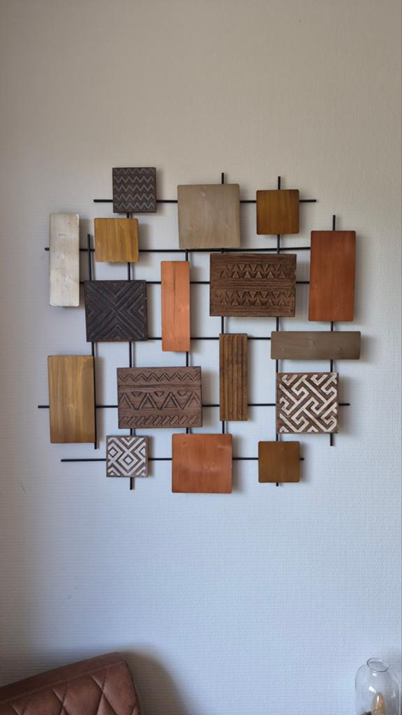 Wanddecoratie van ijzer, Metaal, Wandsculptuur, Gebruikt, Industrieel