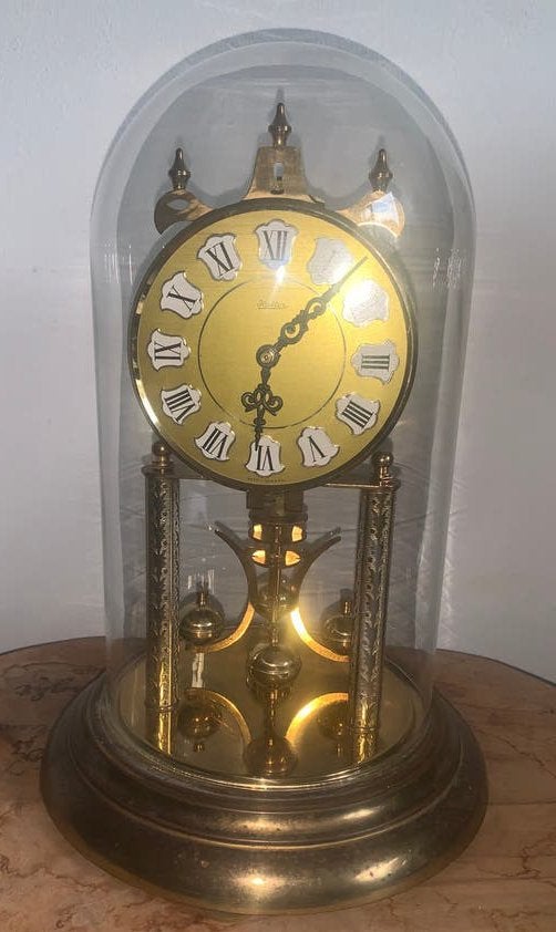 Vintage Haller Tafelklok onder Glazen Stolp - Made in West-G, Antiek en Kunst, Ophalen of Verzenden