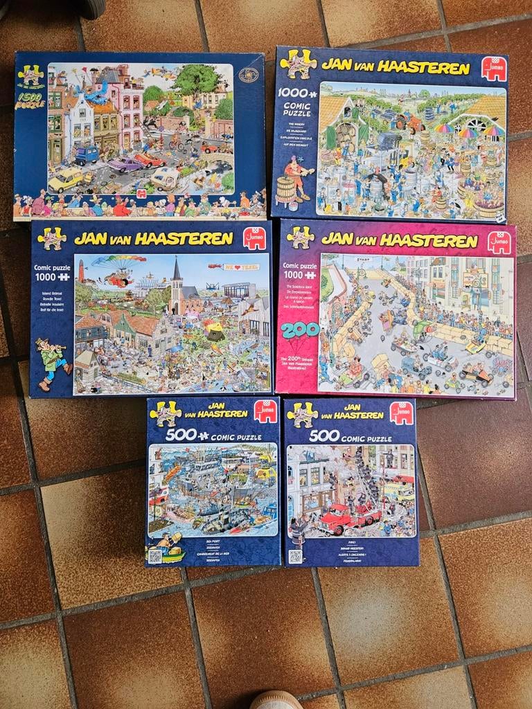 6 Jan van Haasteren puzzels: 2x500, 3x1000, 1x1500 stuks, Hobby en Vrije tijd, Denksport en Puzzels, Ophalen of Verzenden, 500 t/m 1500 stukjes