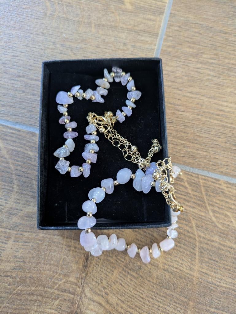 Rozenkwarts armbanden set, Ophalen of Verzenden, Zo goed als nieuw, Roze, Overige materialen