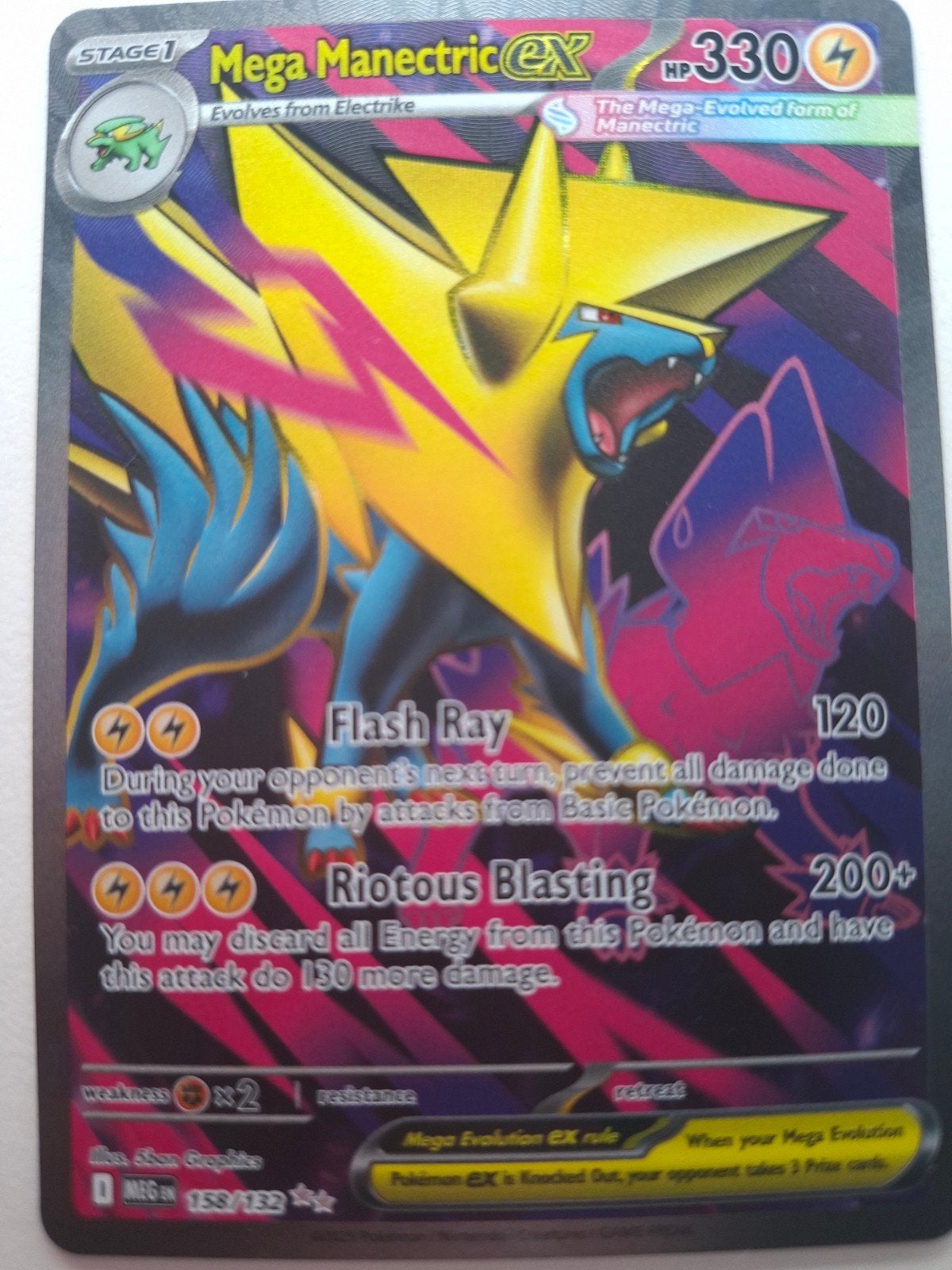 Mega Manectric EX Pokémon Kaart - 158/132, Ophalen of Verzenden, Zo goed als nieuw, Losse kaart