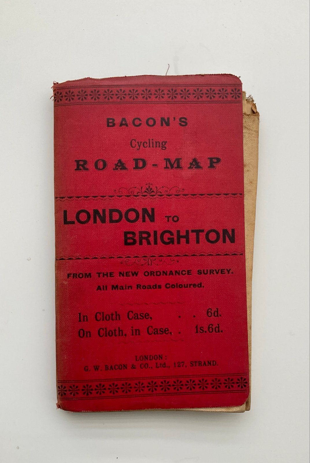 Bacon's Cycling Road-Map London to Brighton, ca. 1900, Boeken, Atlassen en Landkaarten, Gelezen, Verenigd Koninkrijk, Verzenden