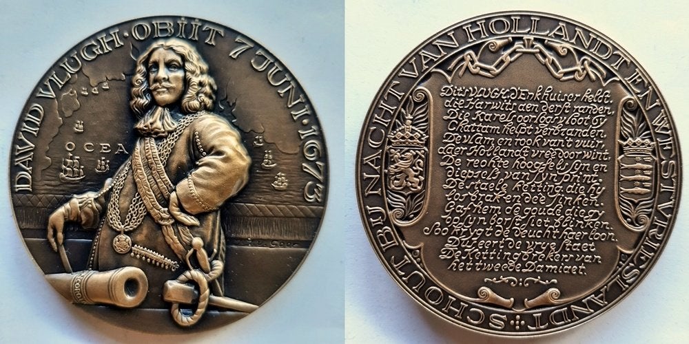 Grote penning David Vlugh, Postzegels en Munten, Verzenden, Brons, Nederland