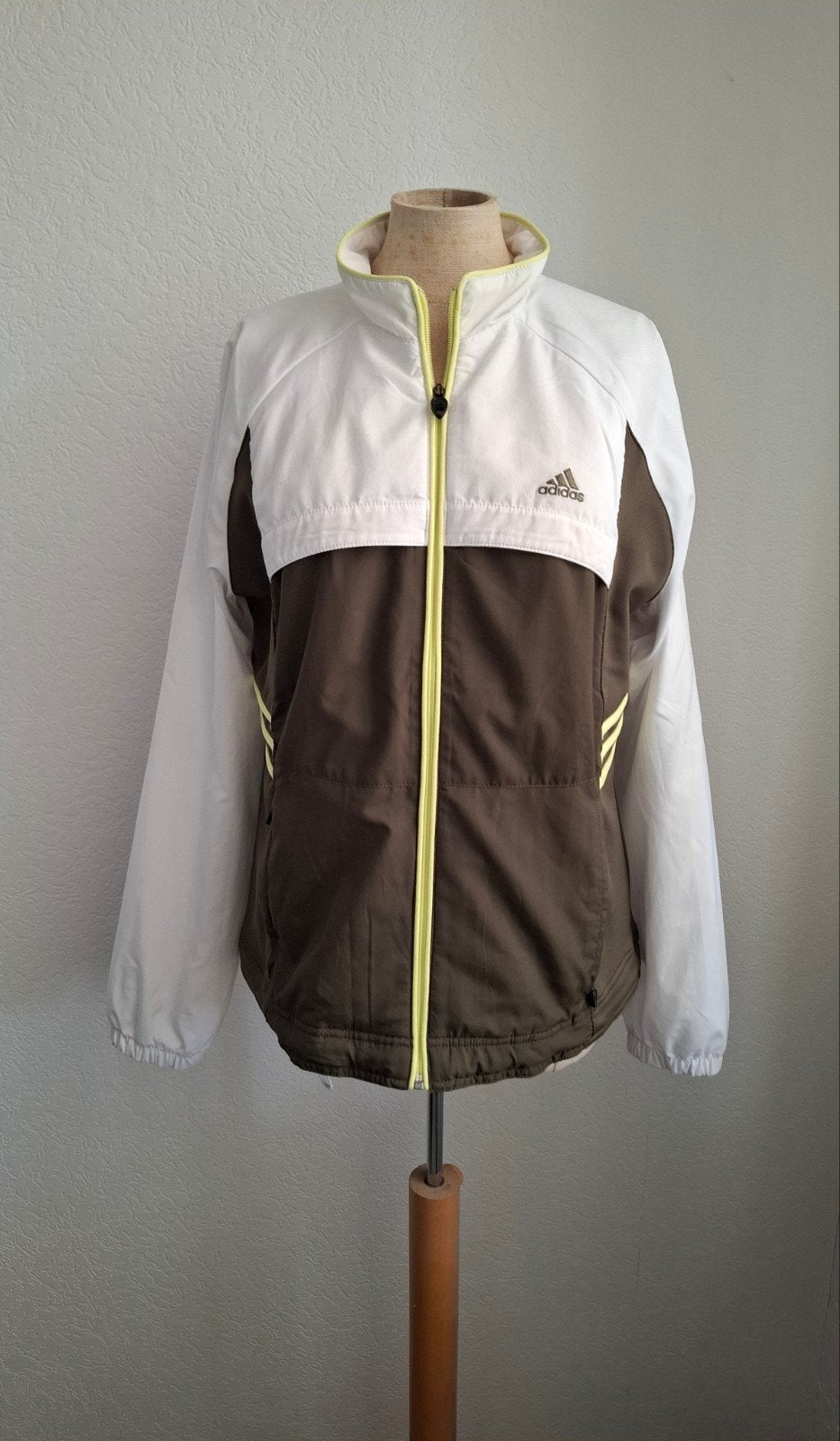 Vintage Adidas Equipment Windjack - Groen/Wit/Geel, Maat 38/40 (M), Adidas, Ophalen of Verzenden, Gedragen